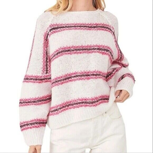 FREE PEOPLE HOCKLEY STRIPED OVERSIZED ALPACA WOOL SWEATER SIZE SMALL - Picture 1 of 5
